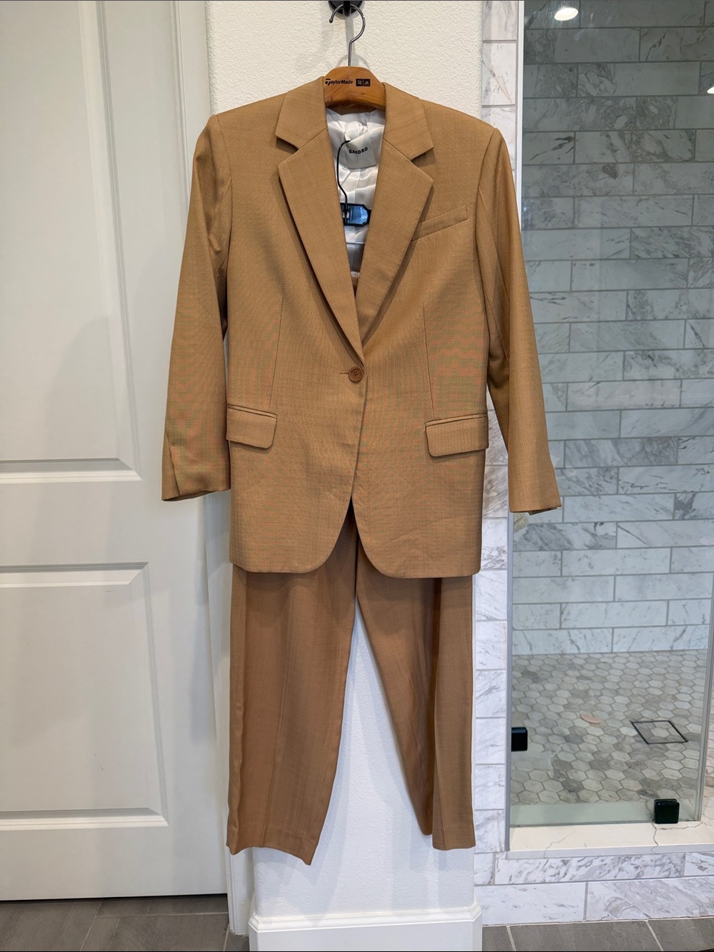 Sandro Tan Two-Piece Suit Blazer & Trousers